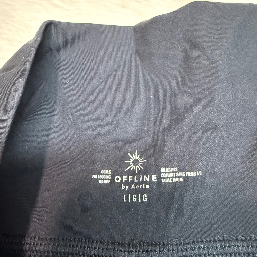 OFFLINE by Aerie Leggings Womens L Black High Rise 7/8 Length Activewear - Picture 2 of 3